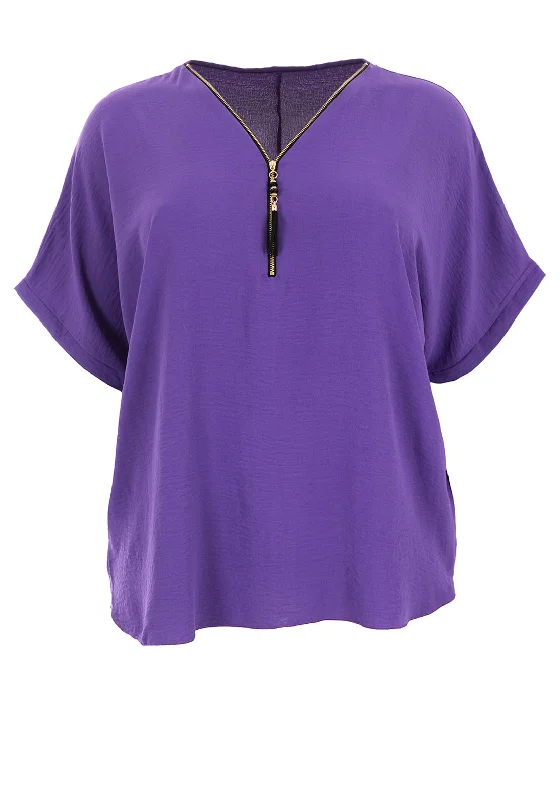 Serafina Collection One Size Toggle Zip Top, Purple