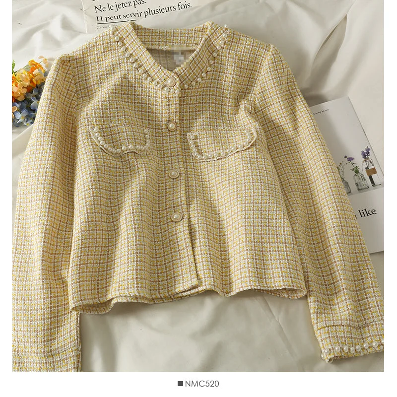 Small short tweed single breasted cardigan small coat  2092