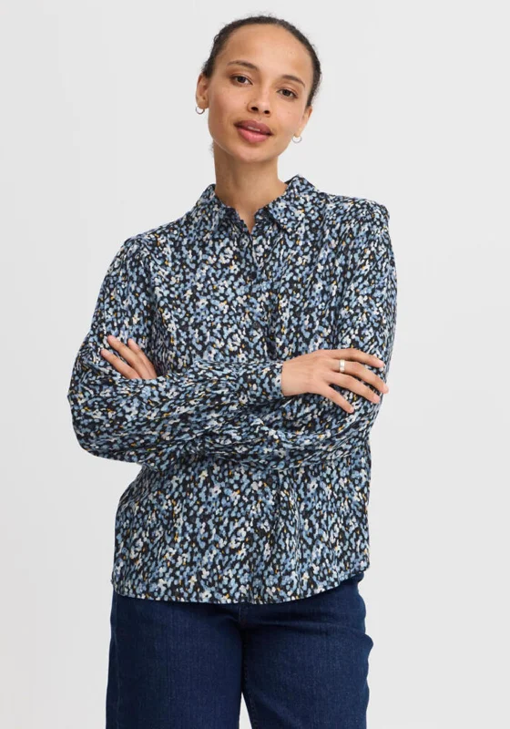 b.young Ditsy Floral Print Shirt, Blue