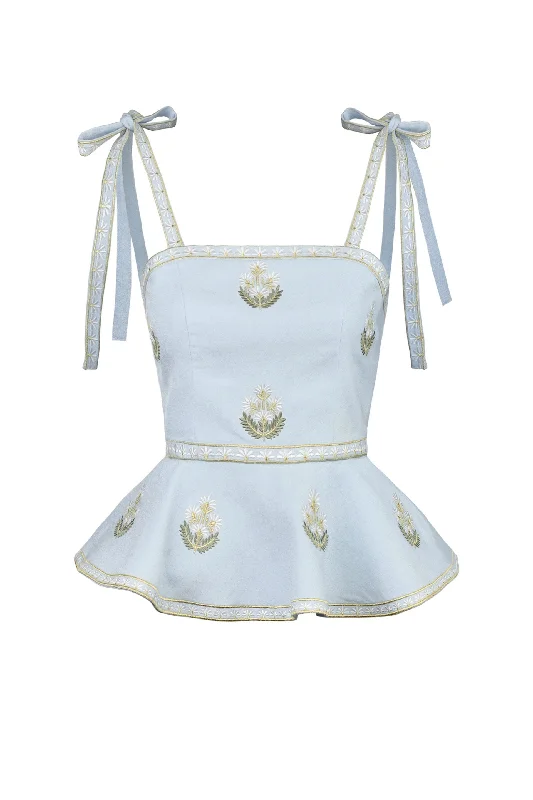 OTM Exclusive: Mina Top in Baby Blue & Ivory