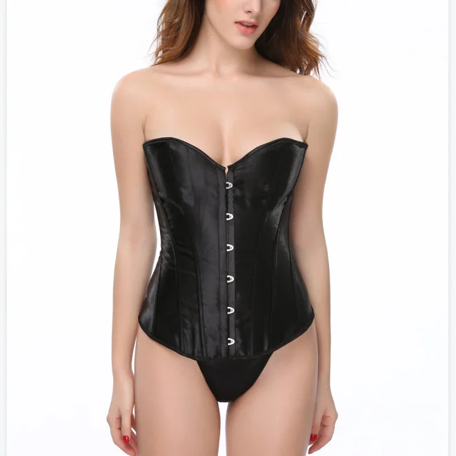 Bust Sculpting Lace-Up Gather Abdominal Satin Corsets Wholesale