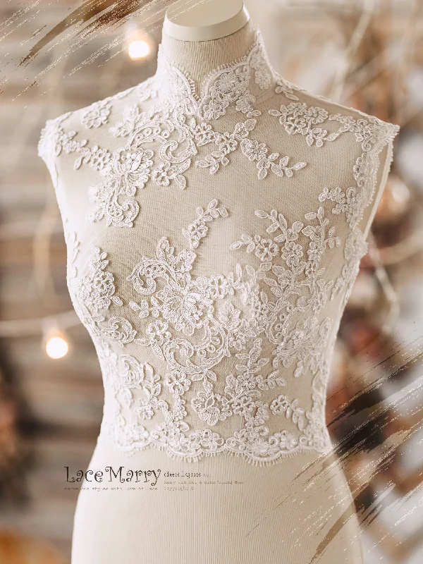 COETZEE / Qipao Neckline Bridal Lace Crop Top