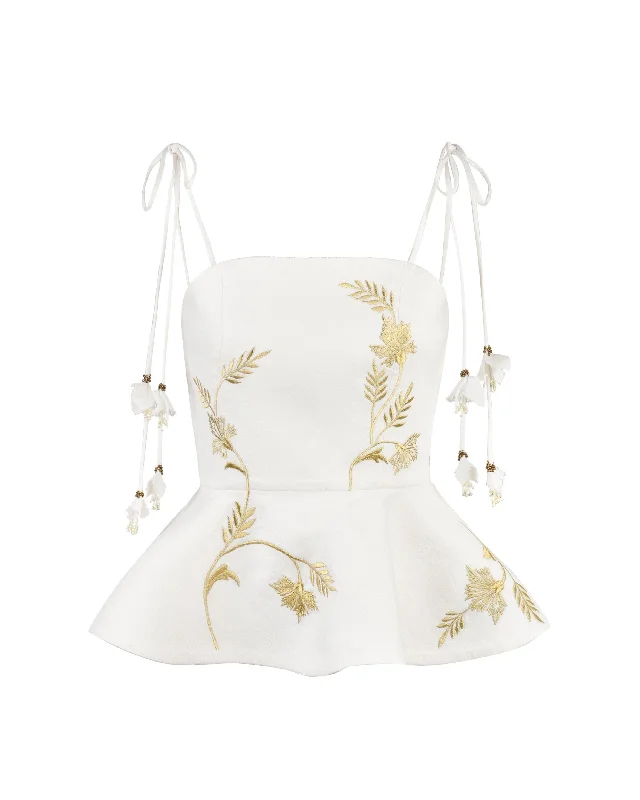 Lily Top in Ivory & Gold