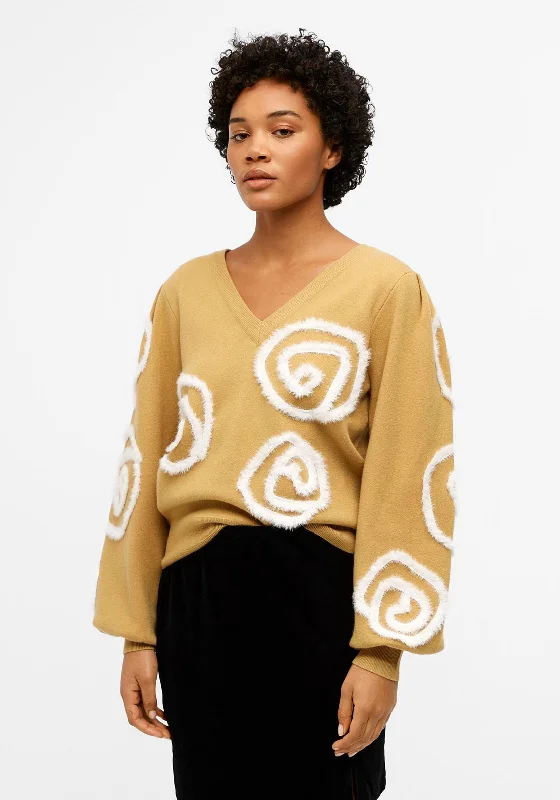 Object Jinda Balloon Sleeve Knitted Jumper, Antelope