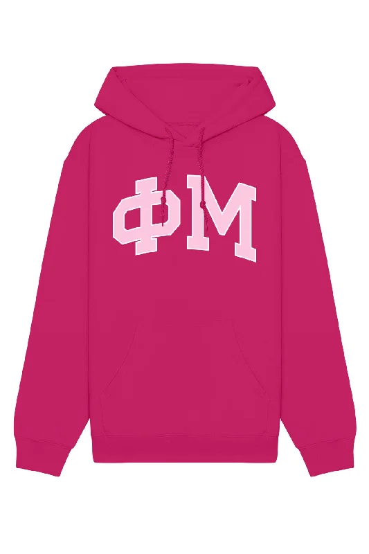 Phi Mu Pink Rowing Letters Hoodie