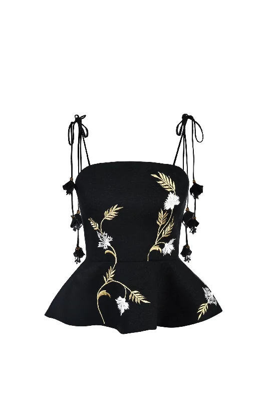 Lily Top in Black & Ivory & Gold