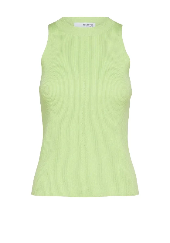 Selected Femme Solina Ribbed Tank Top, Sharp Green