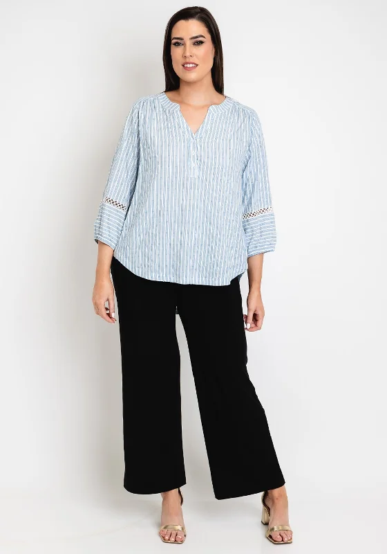 Simple Wish Curve Natalie Striped Blouse, Blue