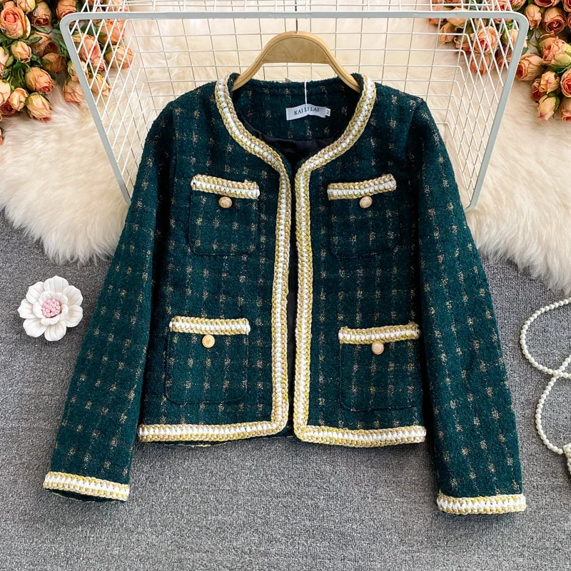 High end light luxury small fragrance celebrity tweed coat female  1660