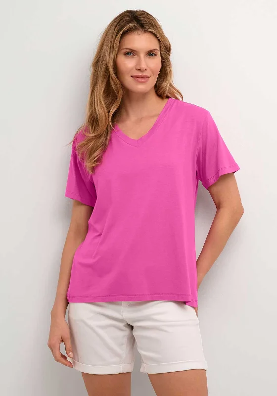 Kaffe Frida V Neck T-Shirt, Rose Violet