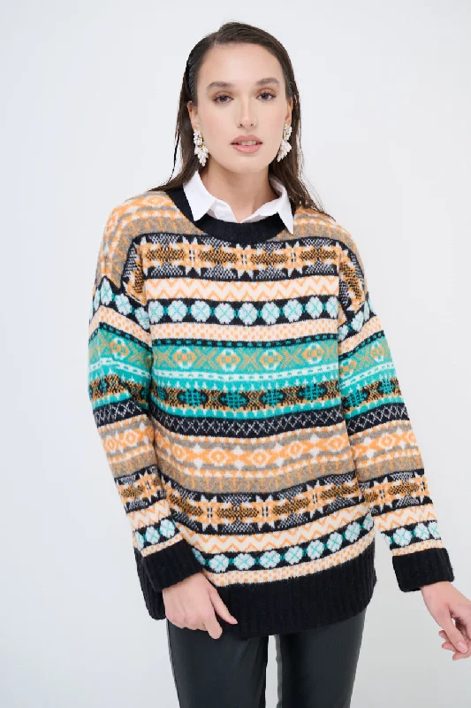 Special Buy Patterned fair isle knit sweater wholesale