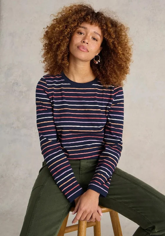 White Stuff Clara Long Sleeve Stripe T-Shirt, Navy