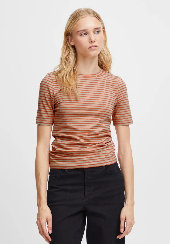 Ichi Mira Striped T-Shirt, Cloud Dancer