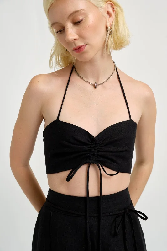 Frankie Halter Top Black Linen