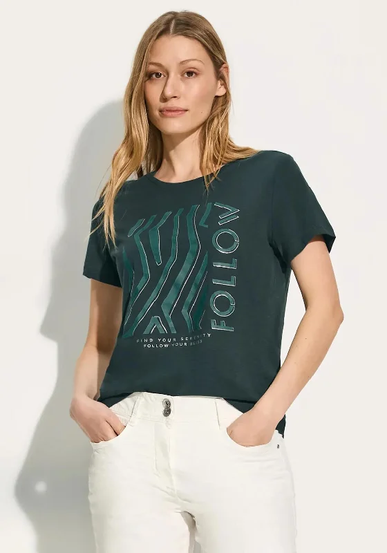 Cecil Graphic Cotton T-Shirt, Green