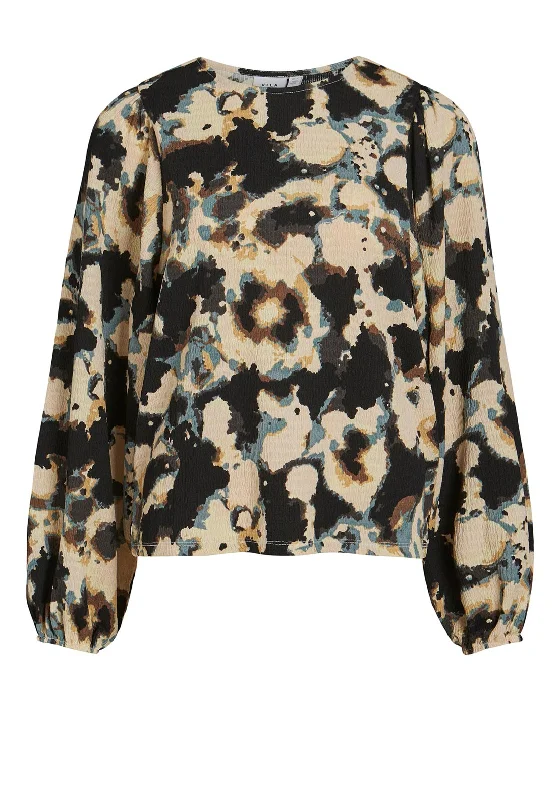 Vila Caia Maya Ink Dye Blouse, Black