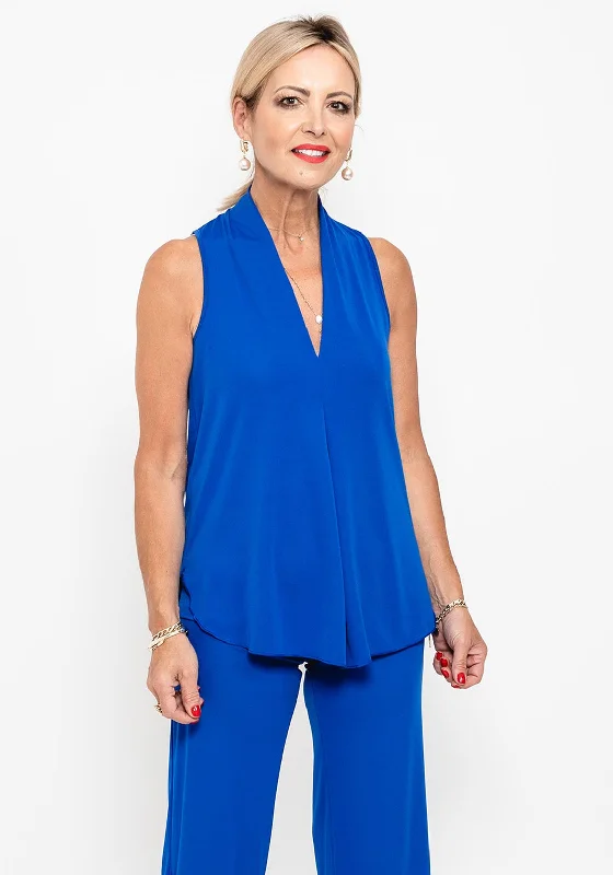 Seventy1 Sleeveless V Neck Print Top, Royal Blue