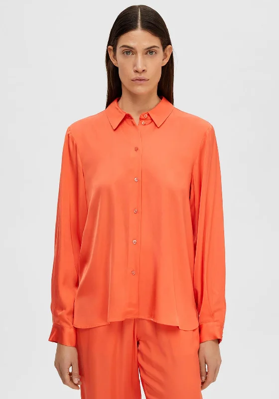 Selected Femme Franziska Satin Shirt, Emberglow