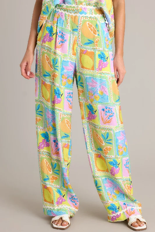 Fruitful Fun Green Tropical Print Pants