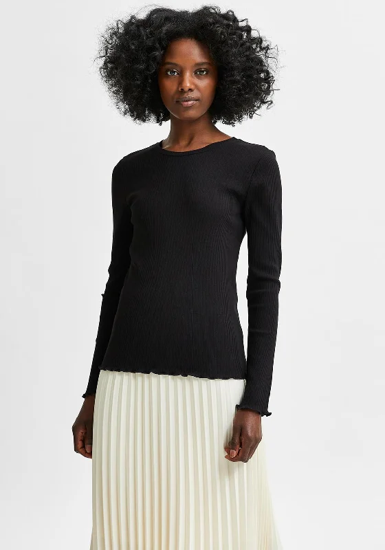 Selected Femme Anna Long Sleeve T-Shirt, Black