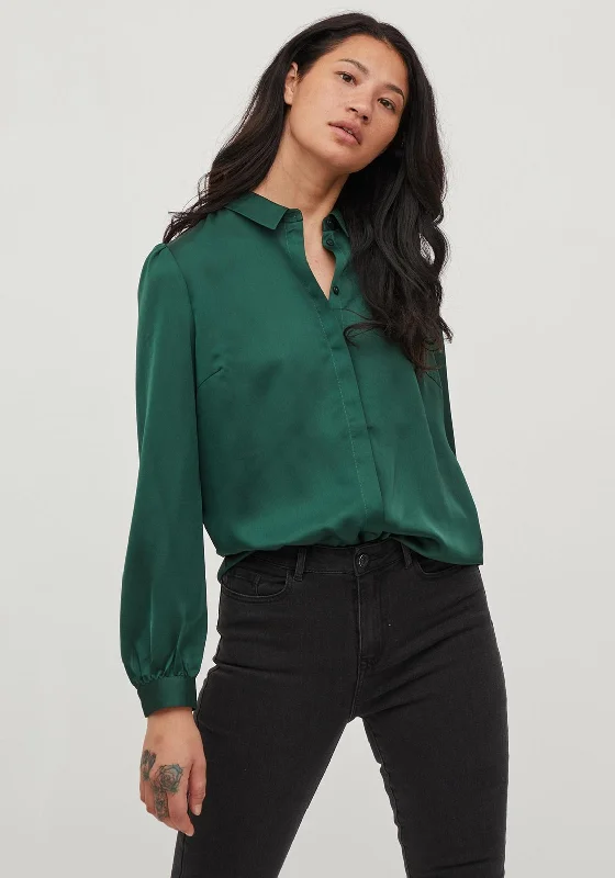 Vila Ellette Satin Shirt, Ponderosa Pine