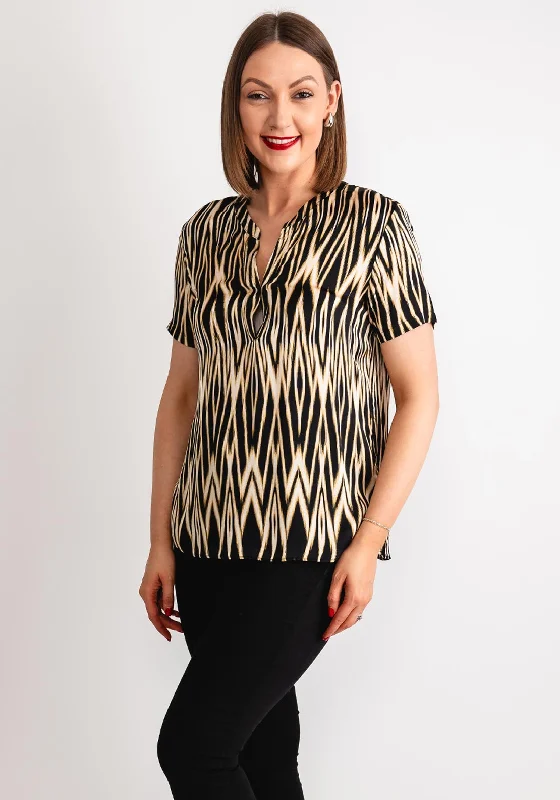 Gerry Weber Chevron V Neck Top, Black