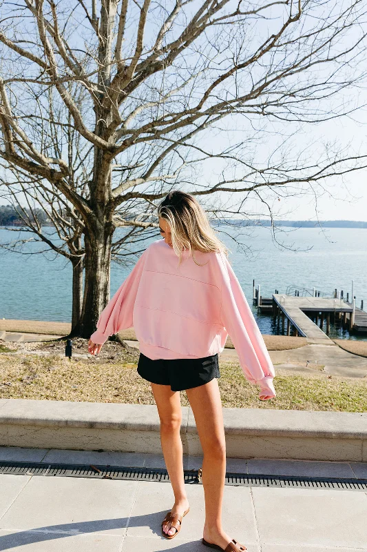 On The Go Oversized Sweatshirt - Pink