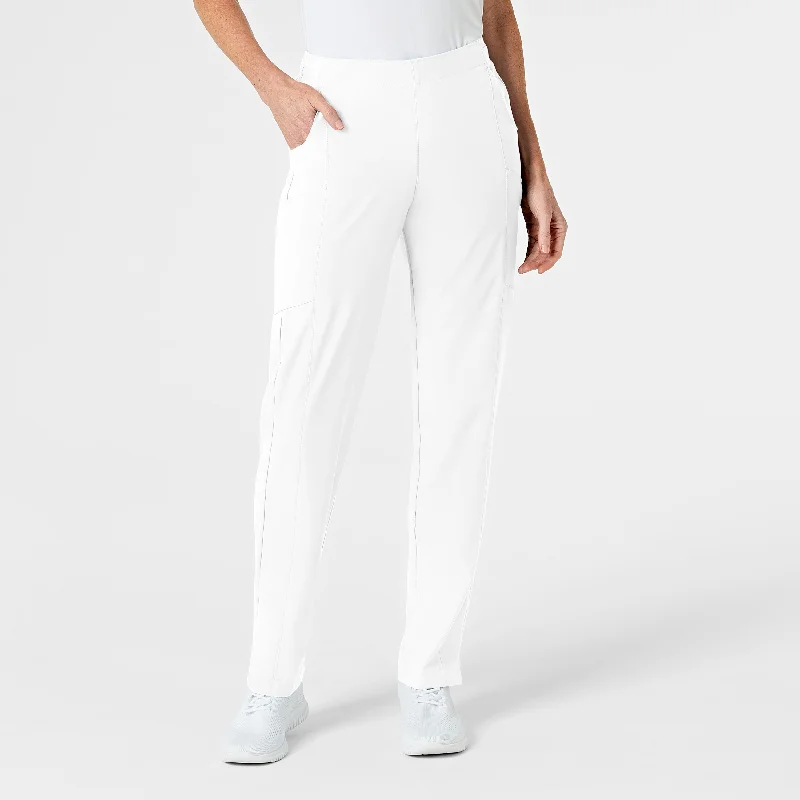 W123 Women's Flat Front Cargo Scrub Pant - White