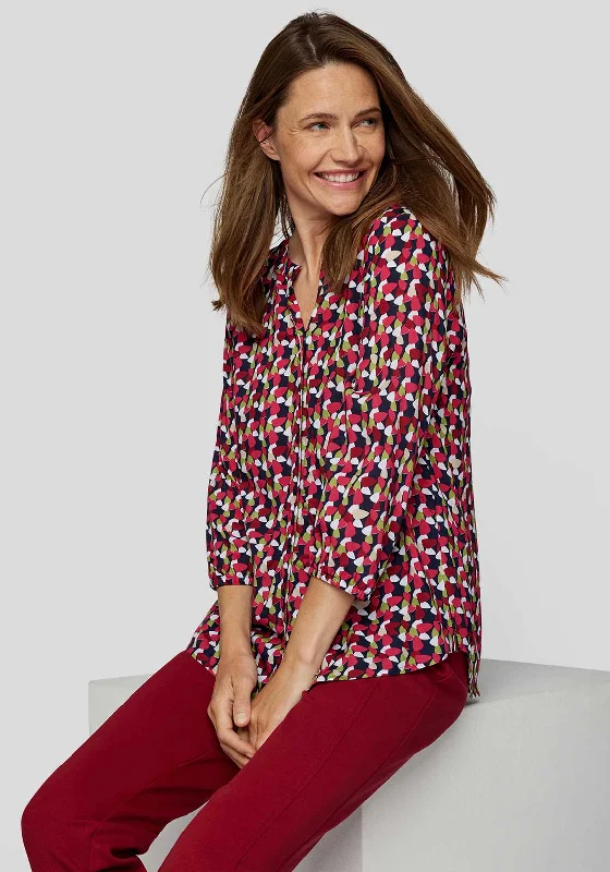 Rabe Abstract Print Button Down Blouse, Fuchsia Multi