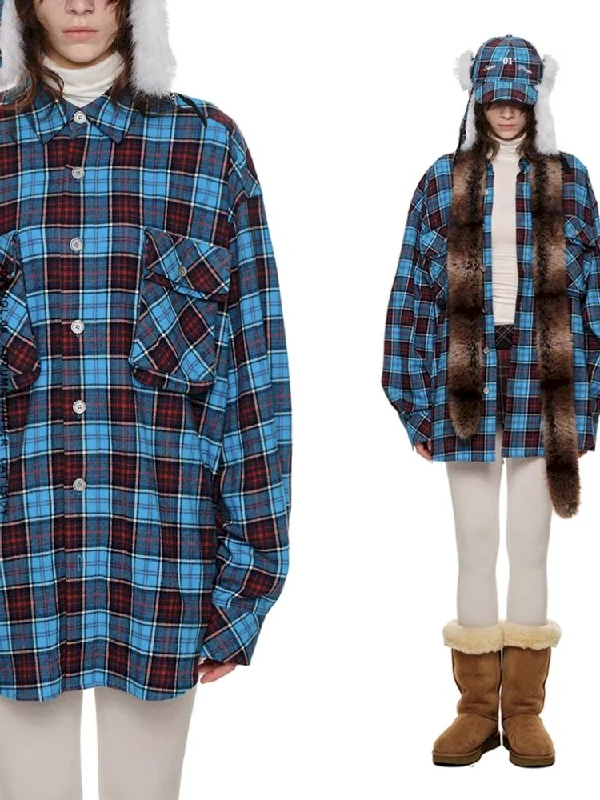 PLAID LARGE POCKETS LOOSE SHIRT [S0000010630]