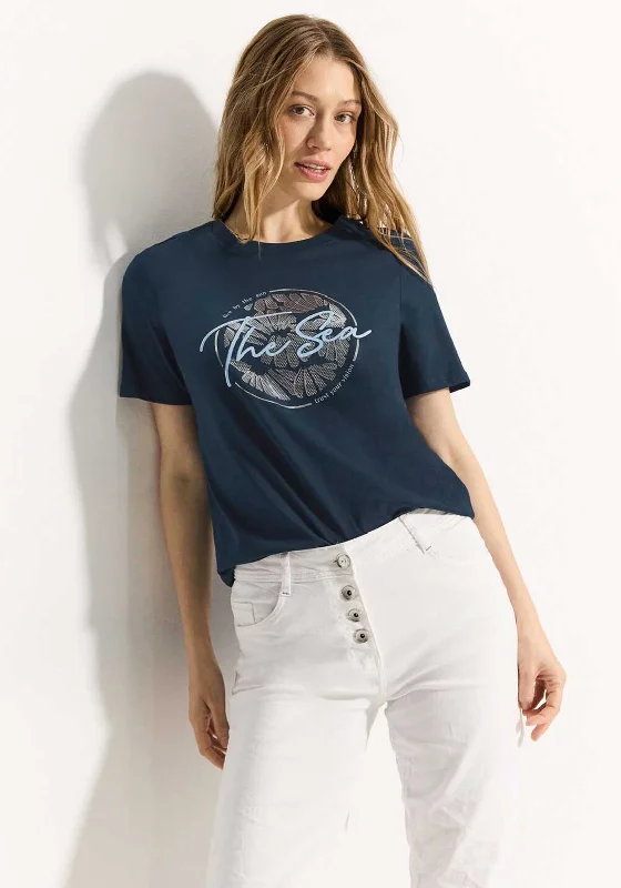 Cecil The Sea Graphic Print T-Shirt, Dark Petrol Blue