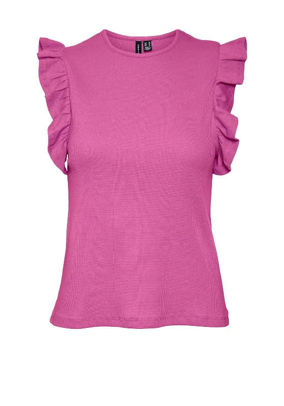 Vero Moda Marni Frill Sleeve Top, Phlox Pink