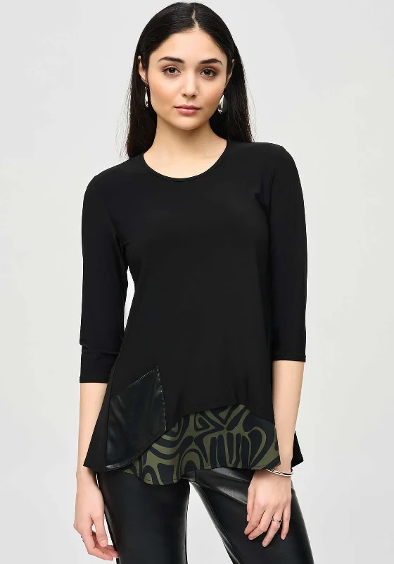 Joseph Ribkoff Contrast Print Top, Black & Green