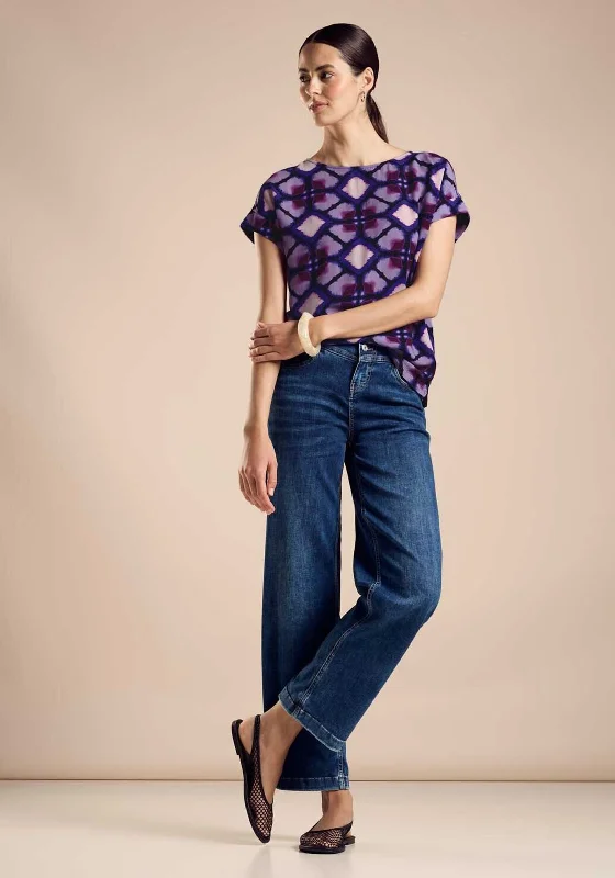 Street One Printed Contrast Top, Bellflower Lilac