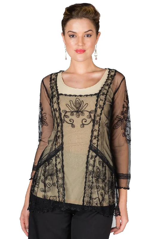 Vintage Inspired Art Nouveau Top in Black by Nataya