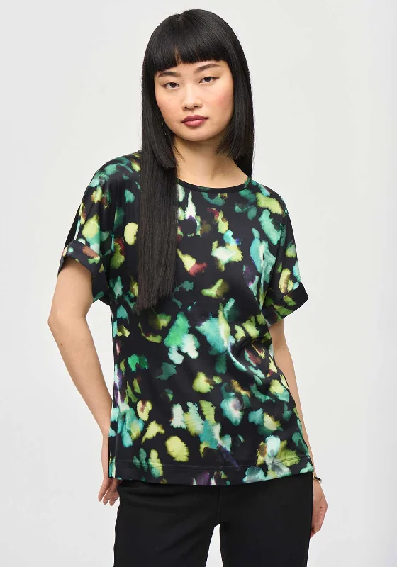 Joseph Ribkoff Printed Front Top, Black & Green