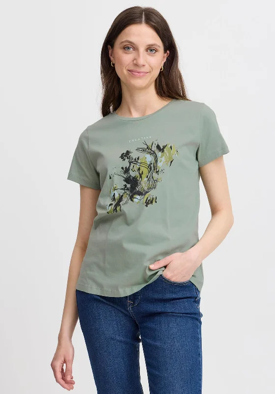 Fransa Creative Graphic T-Shirt, Green