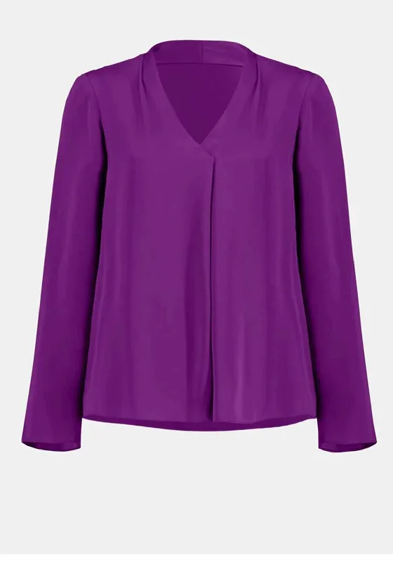 Joseph Ribkoff Satin V Neck Top, Fuchsia