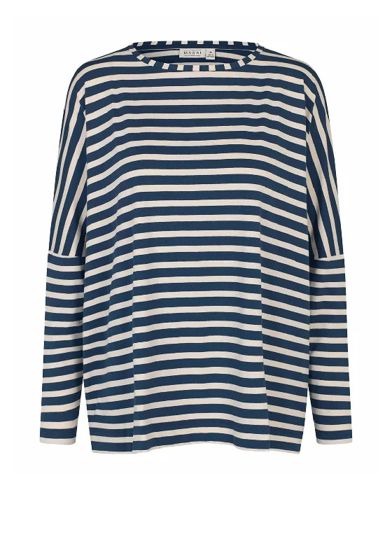 Masai Barr Striped Top, Blue and White