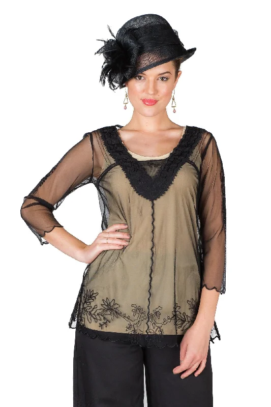 Victorian Vintage Inspired Top in Black by Nataya