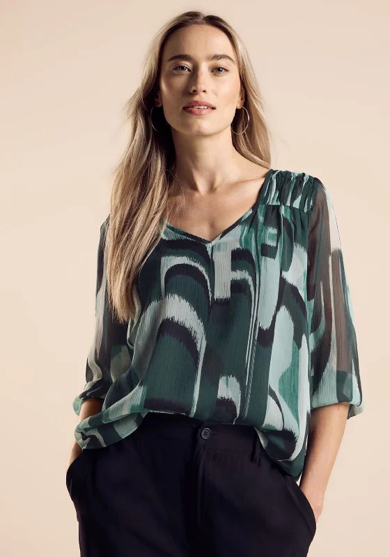 Street One Chiffon Print Top, Green