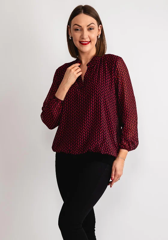 Kate & Pippa Bella Print Banded Hem Top, Red & Black