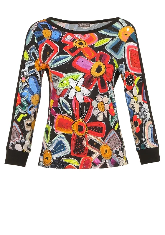 Dolcezza Floral Print Embellished Top, Multi