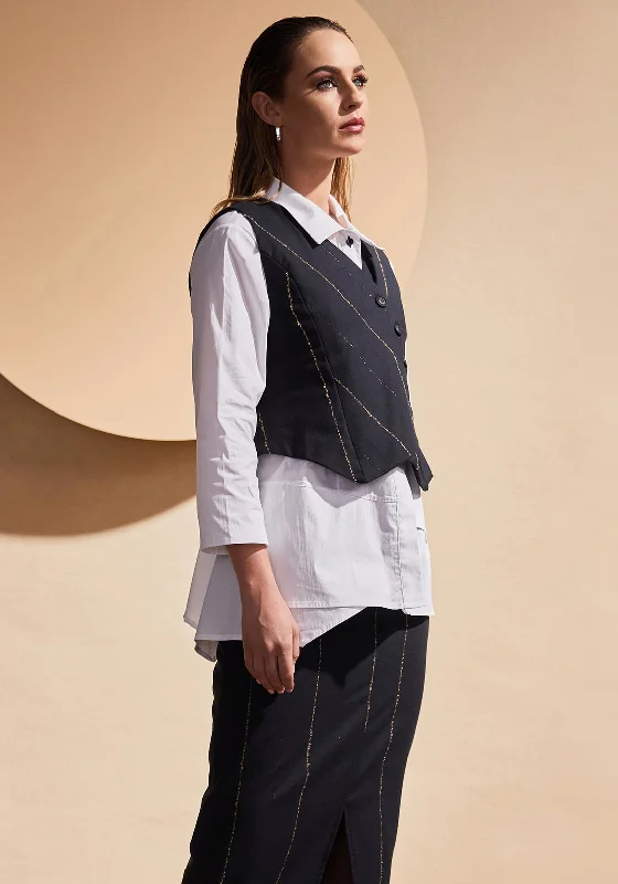 Naya Wrap Over Waistcoat, Dark Grey