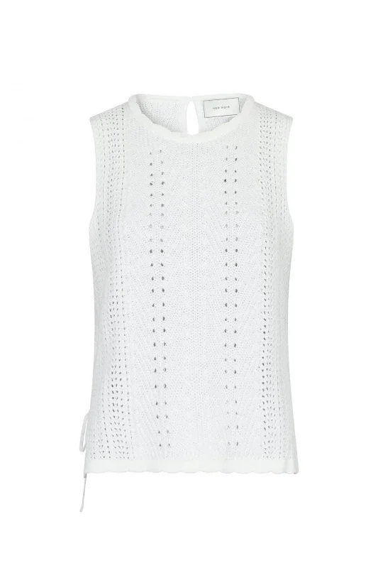 Neo Noir - Aritza Crochet Knit Top - White