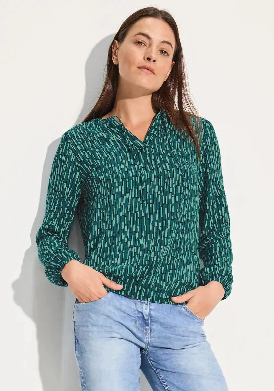 Cecil Slit Tie Neck Blouse, Green Multi