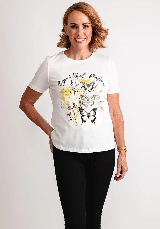 Gerry Weber Butterfly Print Graphic T-Shirt, White