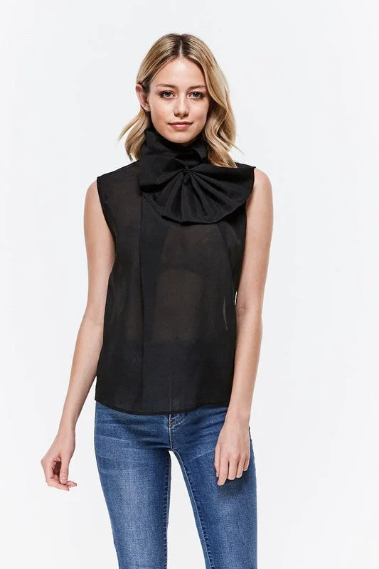 Turtle Neck Top W/ Bow Detail