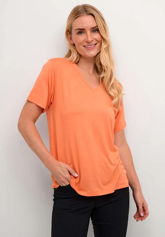 Kaffe Frida V Neck T-Shirt, Melon