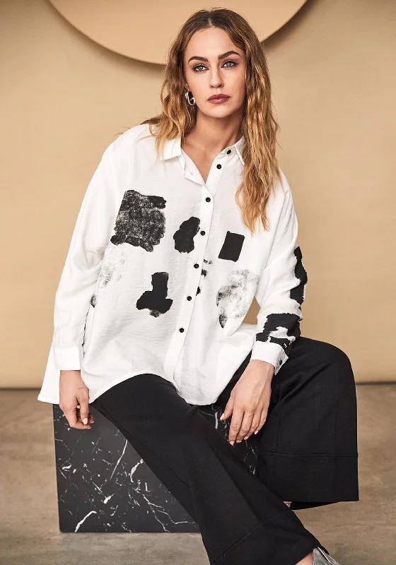 Naya Patch Print Oversized Shirt, White